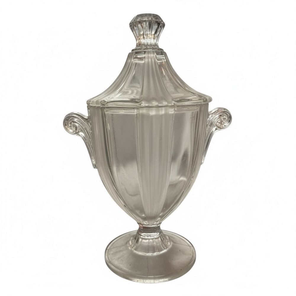 Vintage Fostoria Glass Sunray Silver Mist Candy Jar